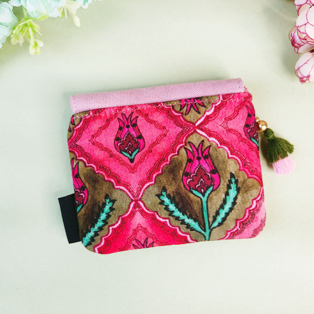 Mini Flap Wallet- Jaipuri Pink Lotus