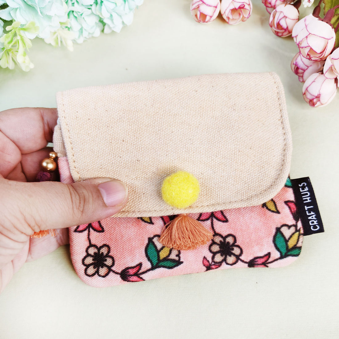 Mini Flap Wallet- Peach Maroon Bel