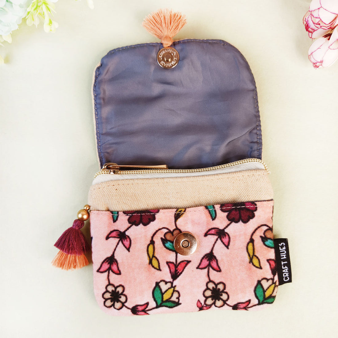 Mini Flap Wallet- Peach Maroon Bel