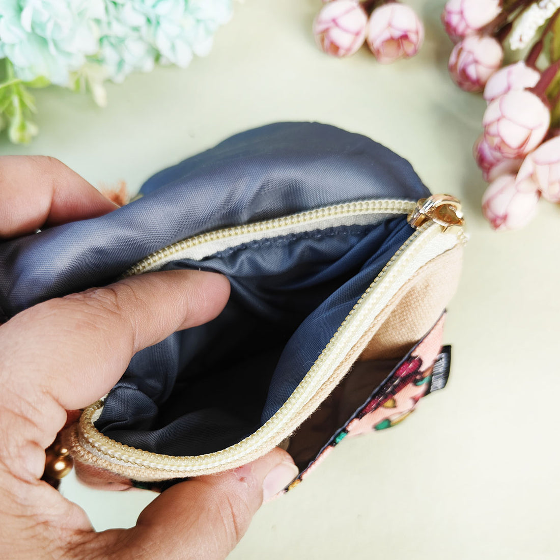 Mini Flap Wallet- Peach Maroon Bel