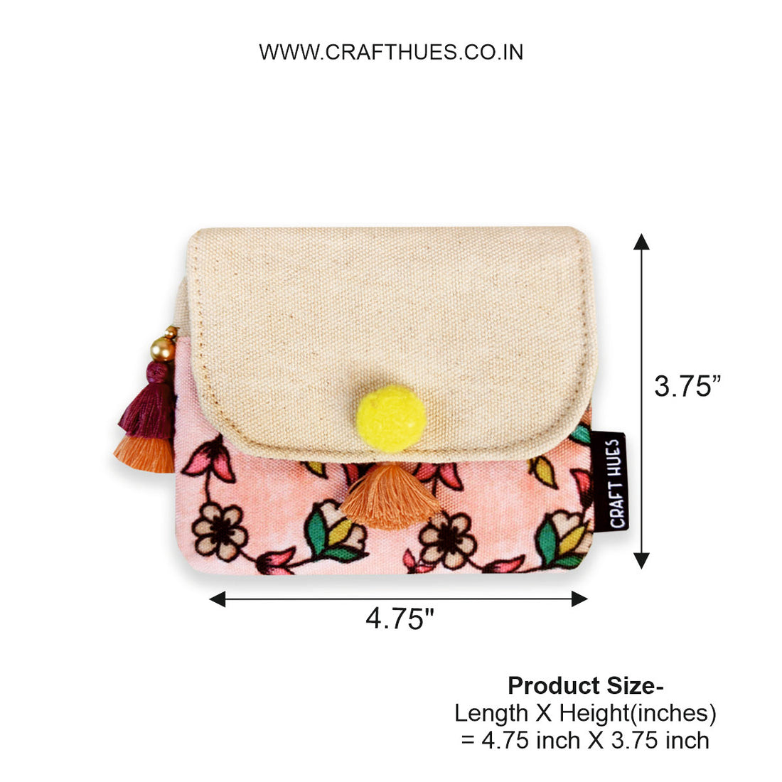 Mini Flap Wallet- Peach Maroon Bel