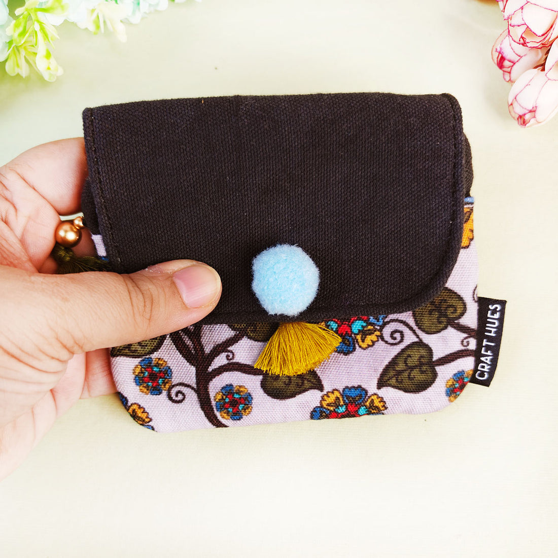 Mini Flap Wallet- Grey Chakra