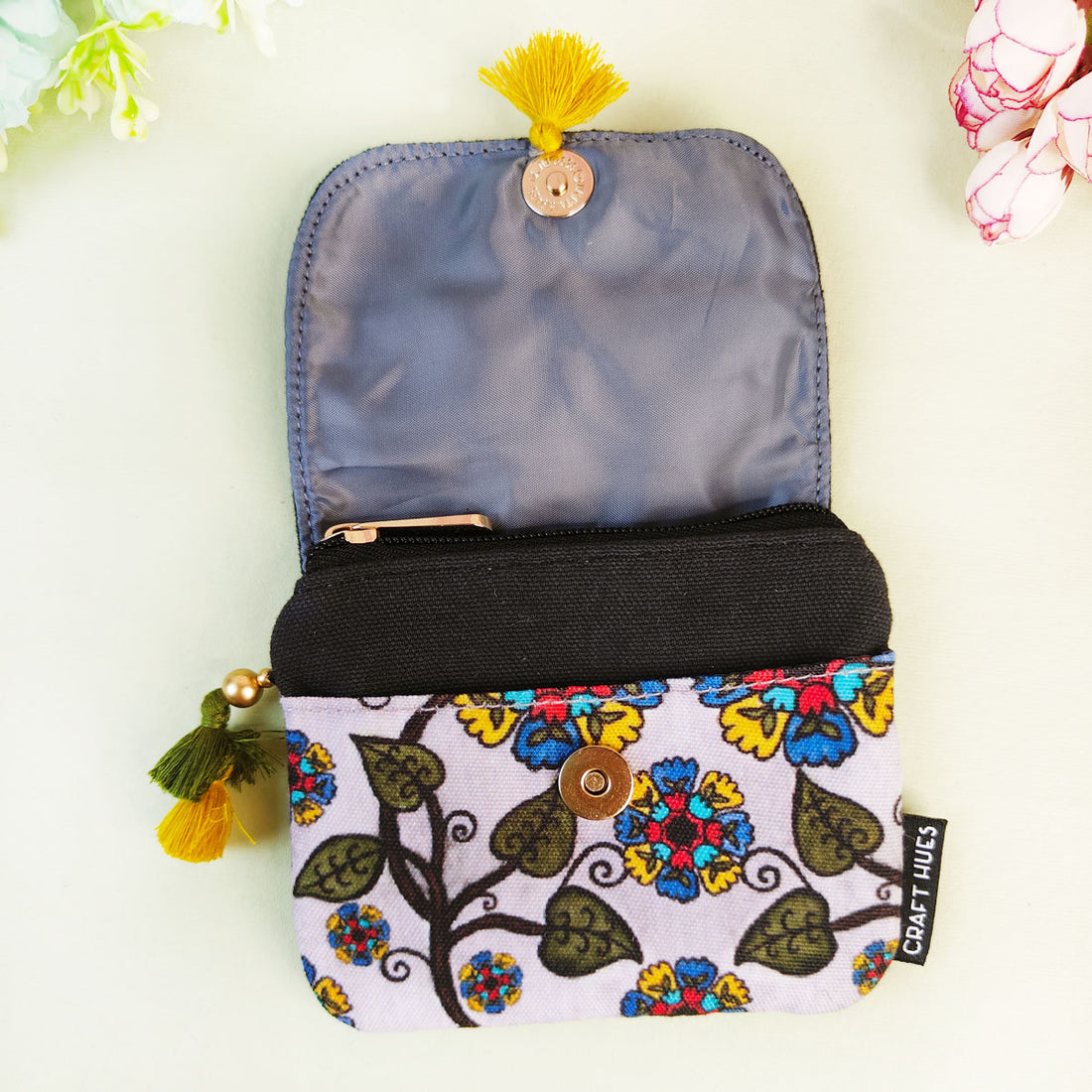 Mini Flap Wallet- Grey Chakra