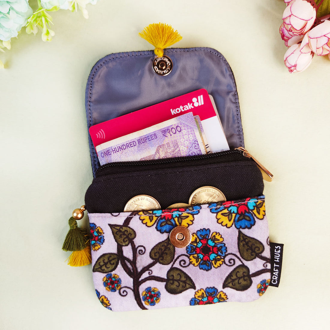 Mini Flap Wallet- Grey Chakra