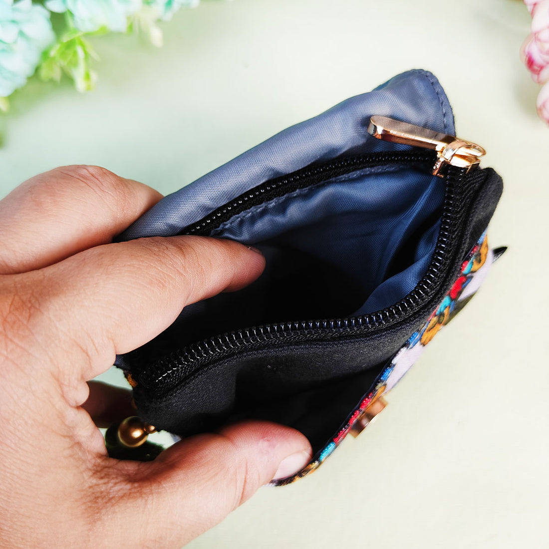 Mini Flap Wallet- Grey Chakra