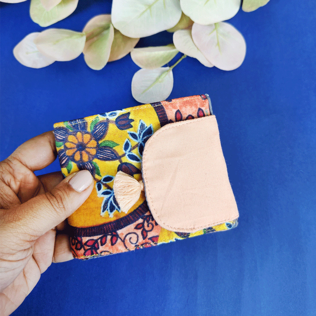 Copy of Mini Flap Wallet Combo- Mustard-peach floral