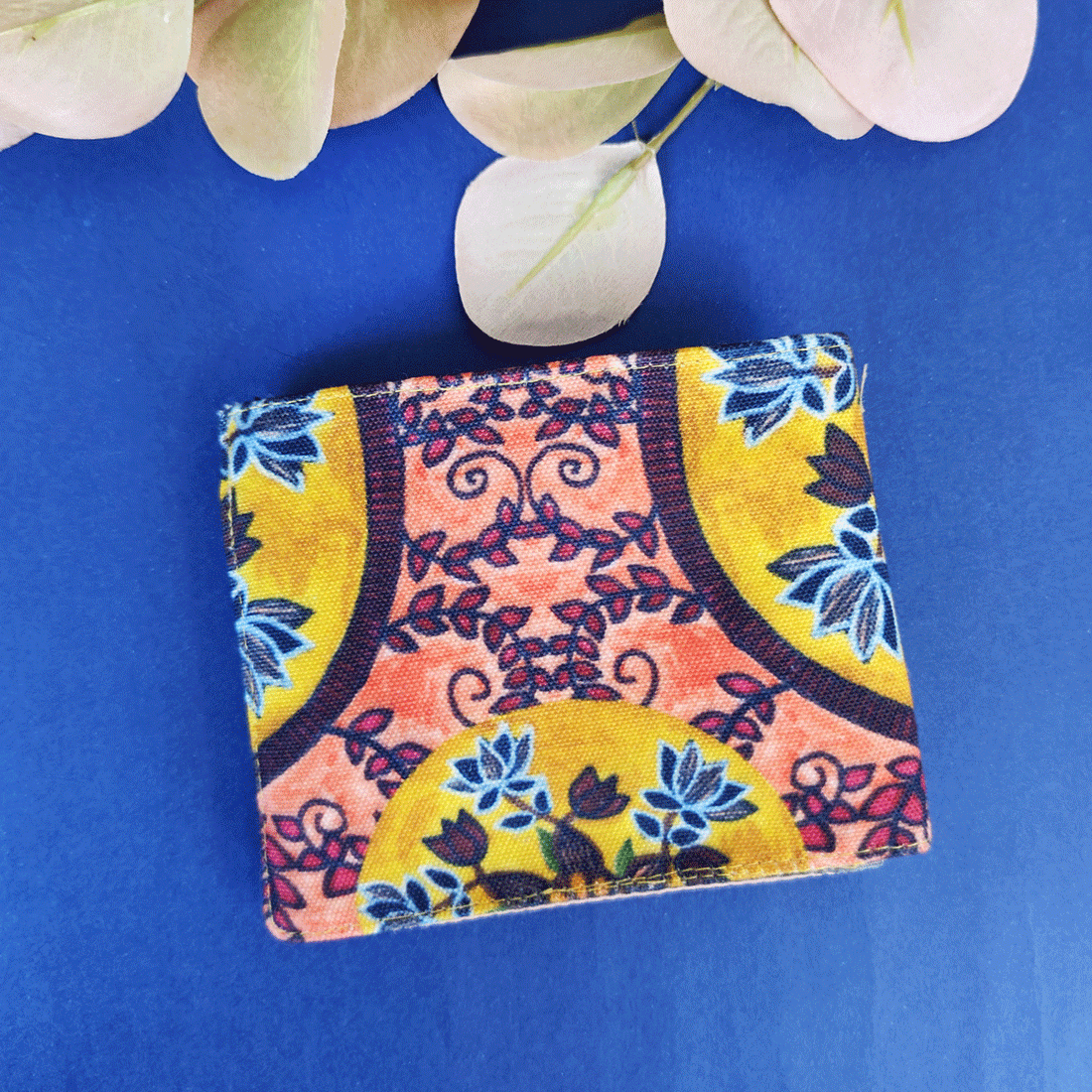 Mini Flap Wallet Combo- Mustard-peach floral
