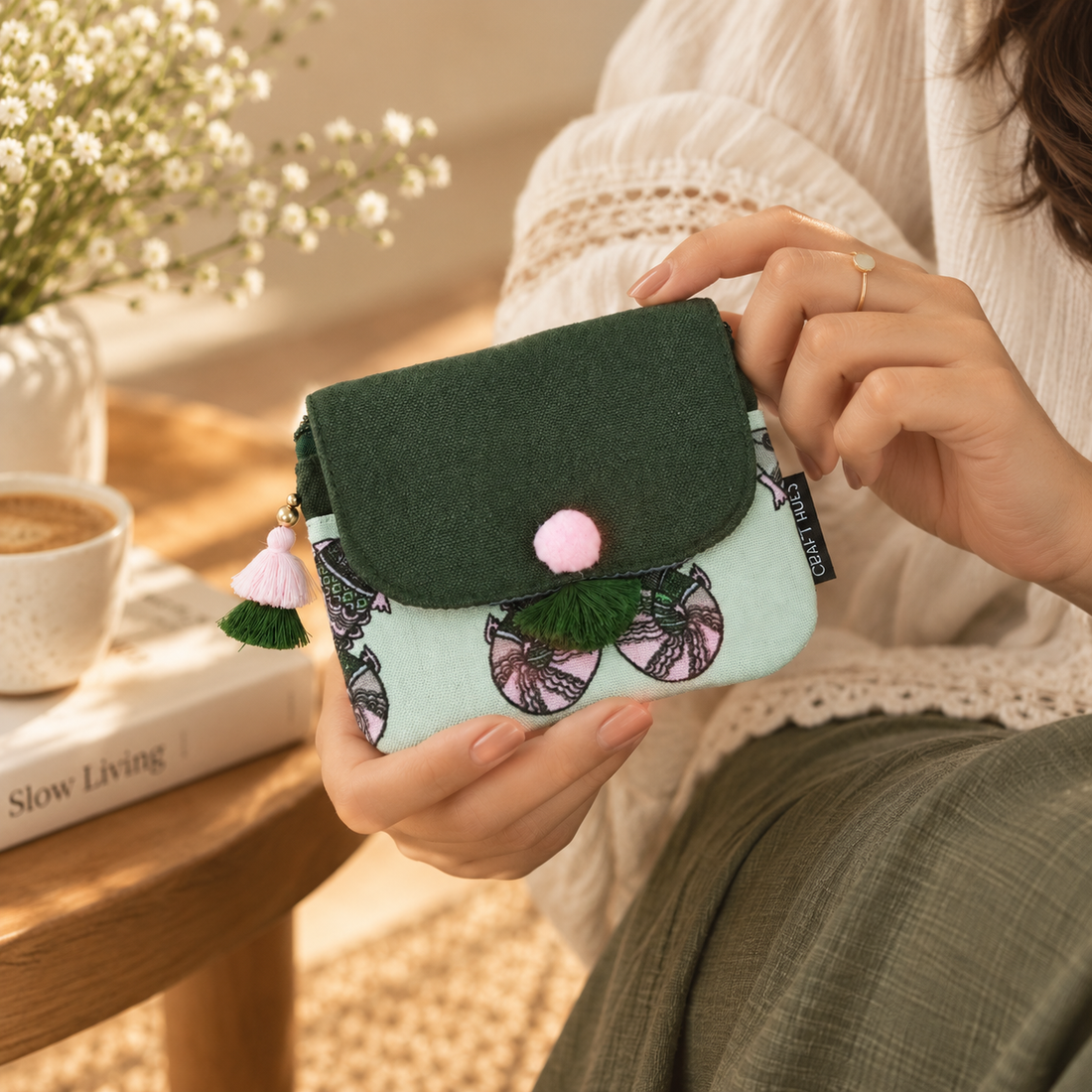 Mini wallet- Gond Green Fish