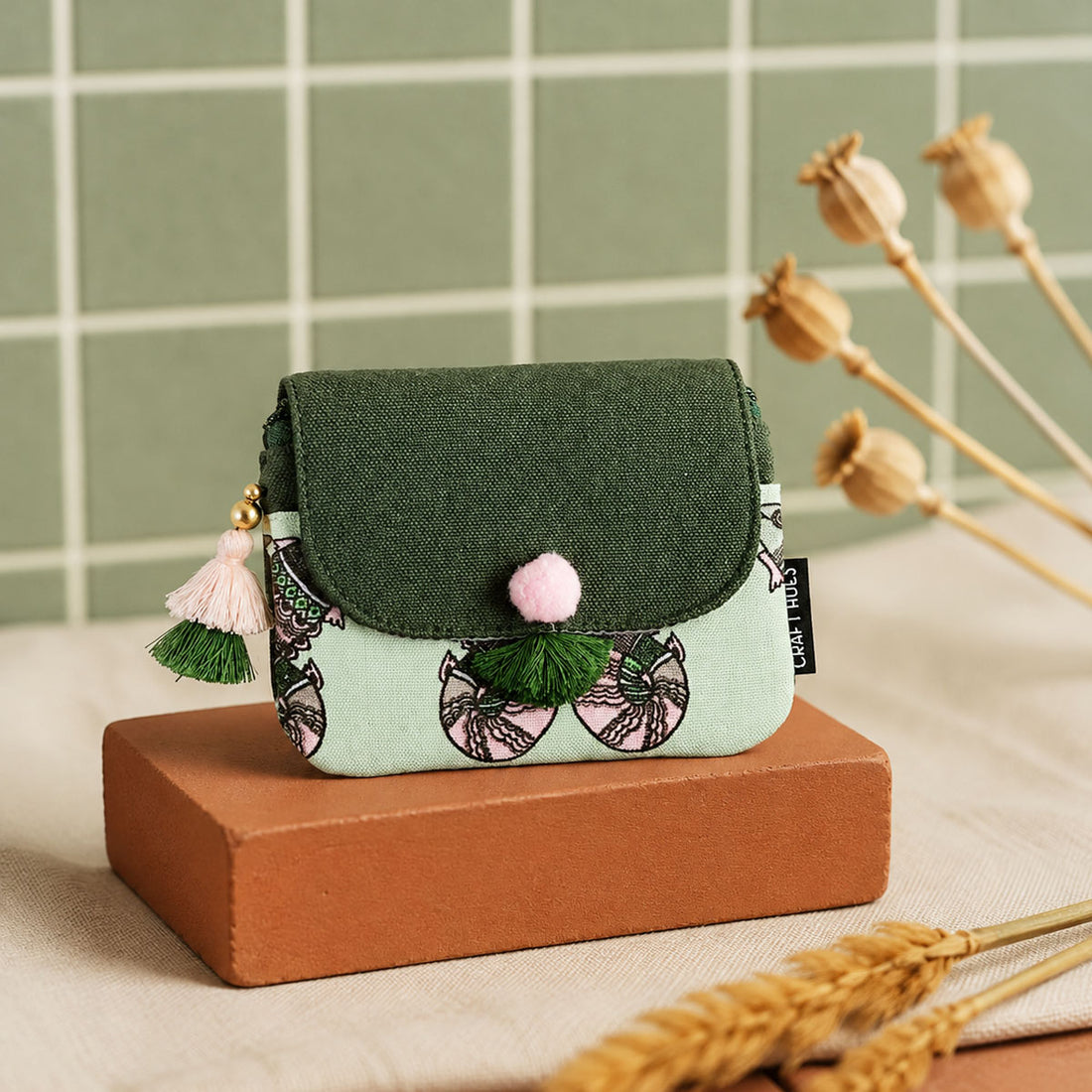 Mini wallet- Gond Green Fish