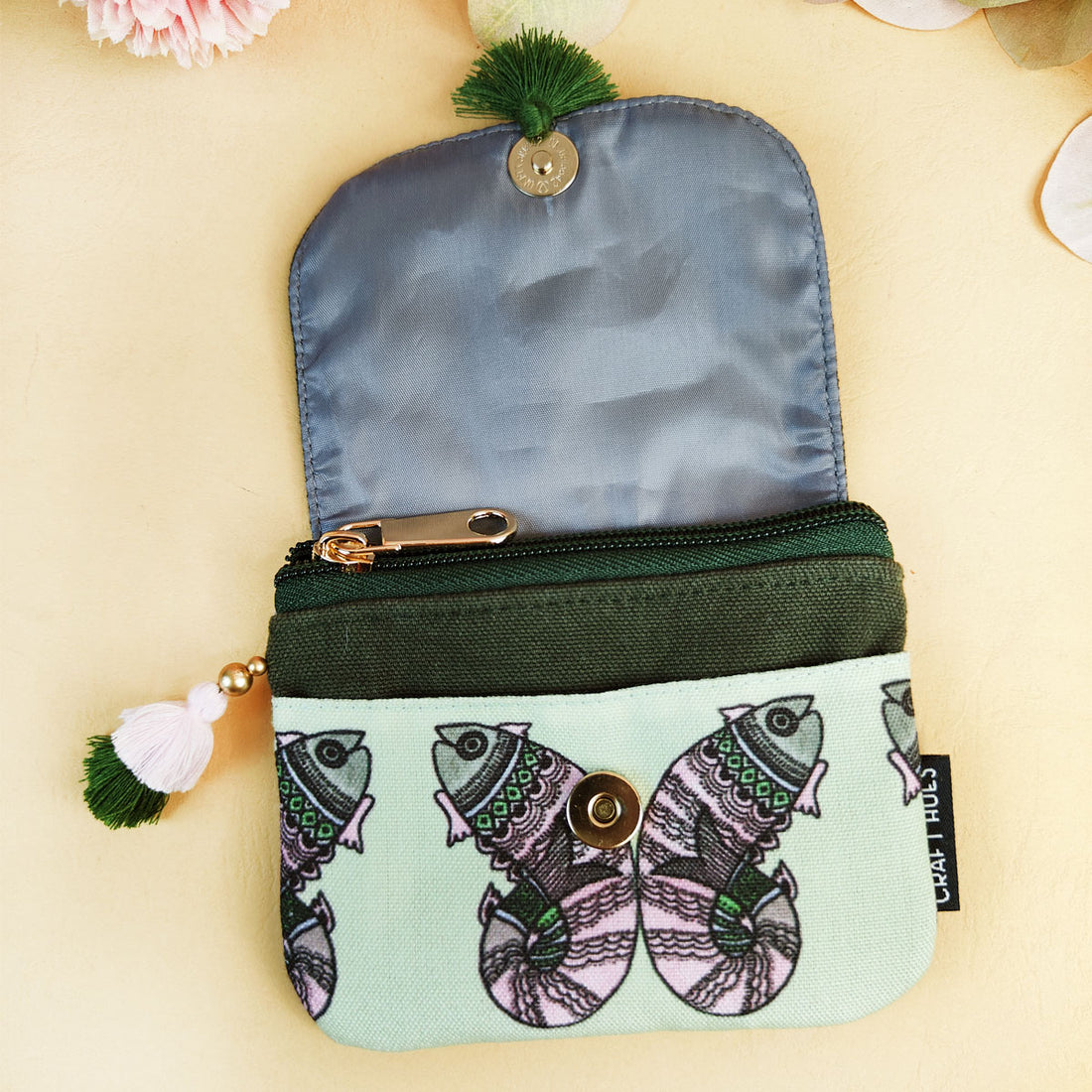 Mini wallet- Gond Green Fish