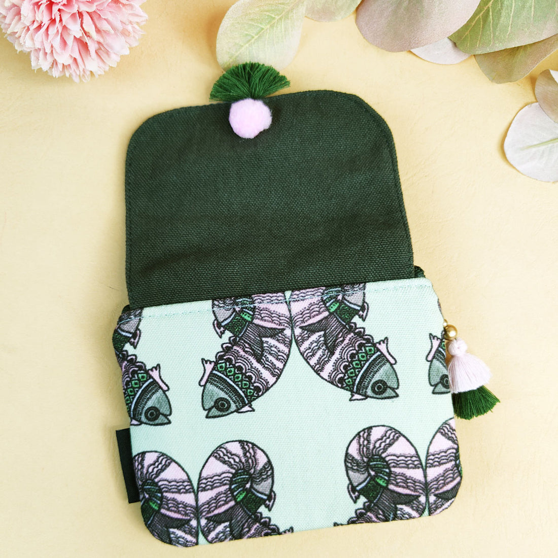 Mini wallet- Gond Green Fish