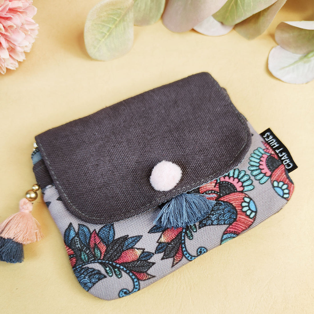 Mini wallet- Gond Grey Bird
