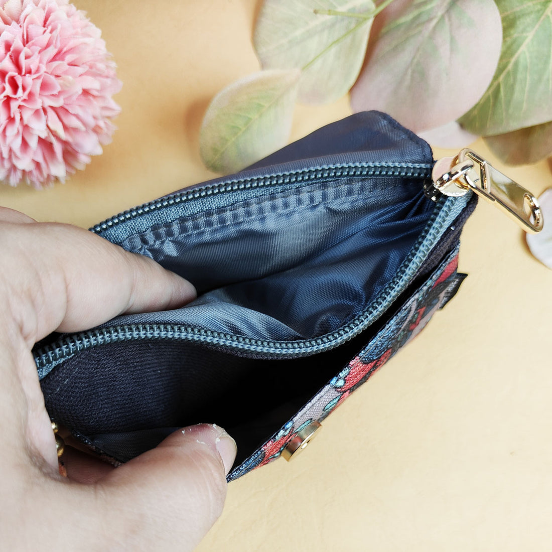 Mini wallet- Gond Grey Bird