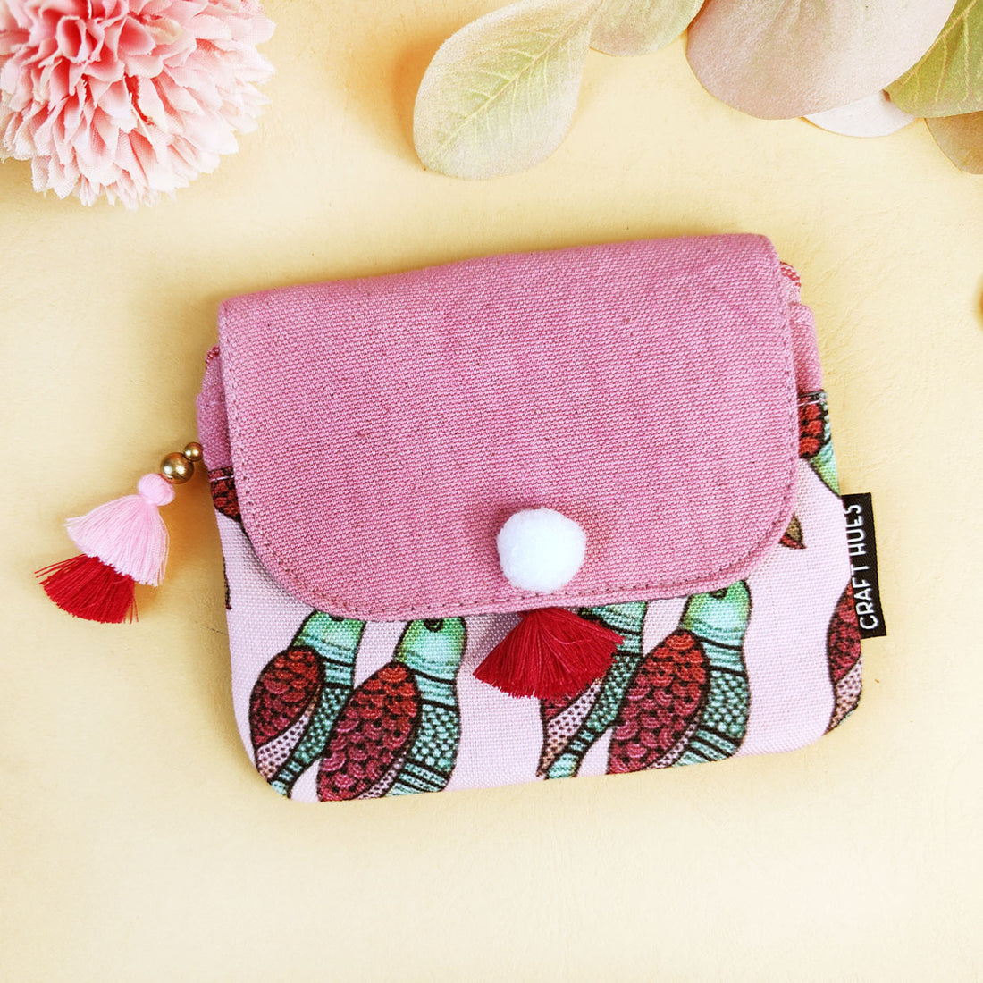 Mini wallet- Gond Green-Pink