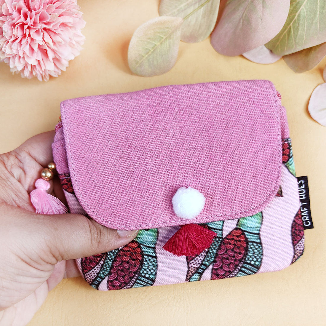 Mini wallet- Gond Green-Pink