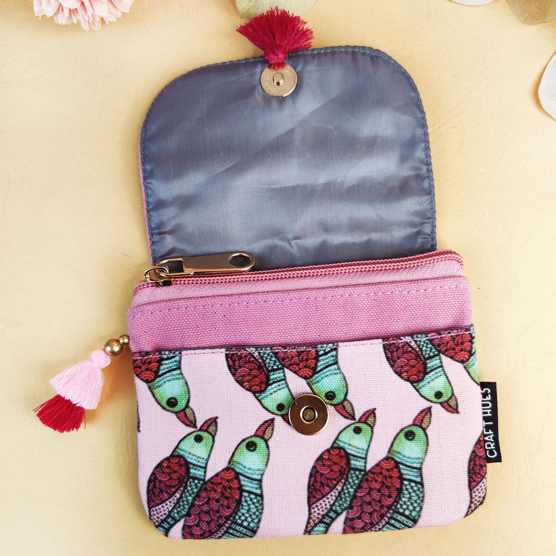 Mini wallet- Gond Green-Pink