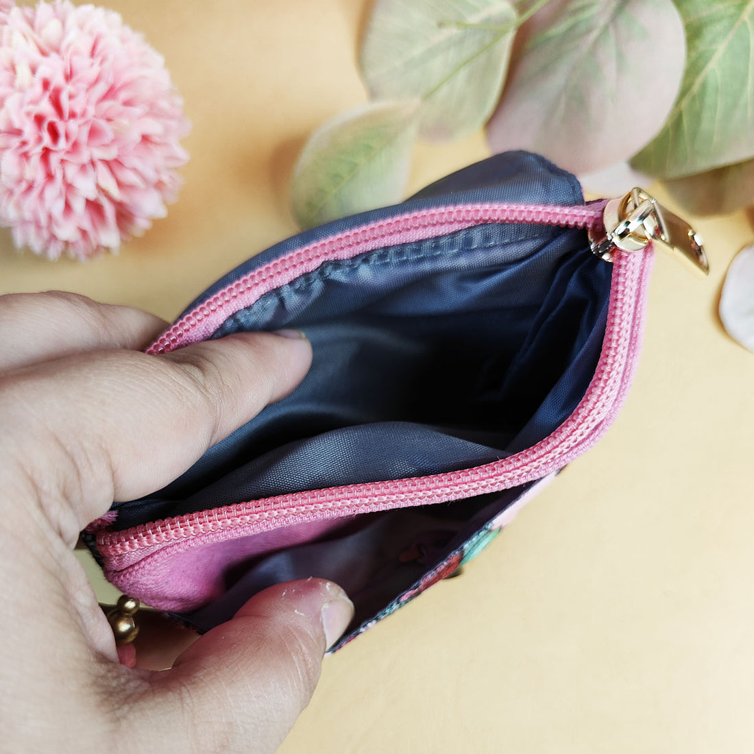 Mini wallet- Gond Green-Pink