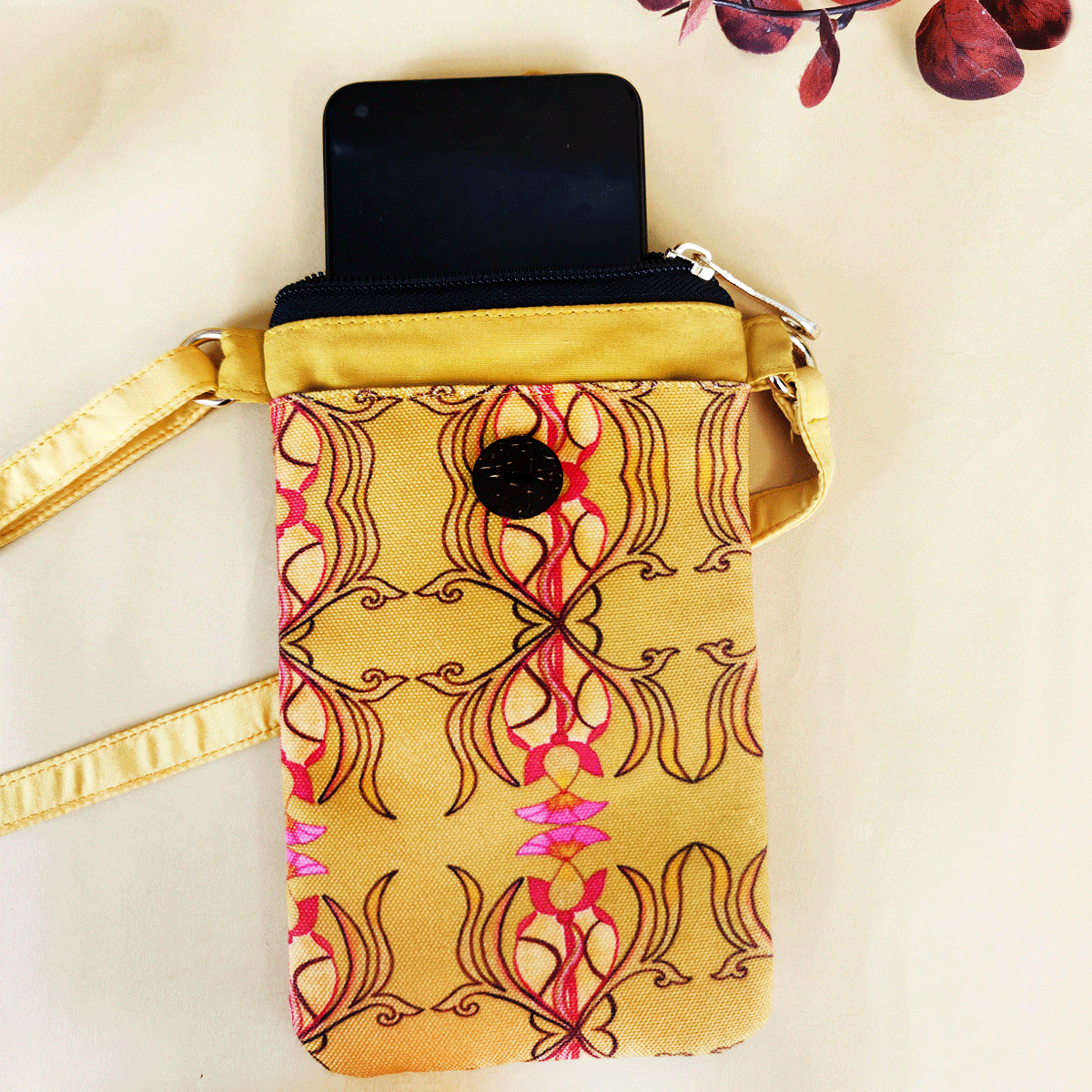 Loop Mobile Sling Bag-Mustard Mughal
