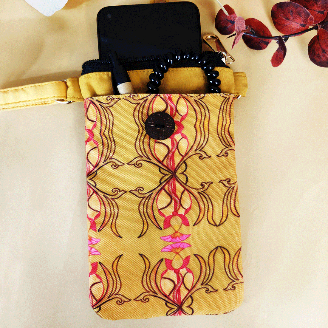 Loop Mobile Sling Bag-Mustard Mughal