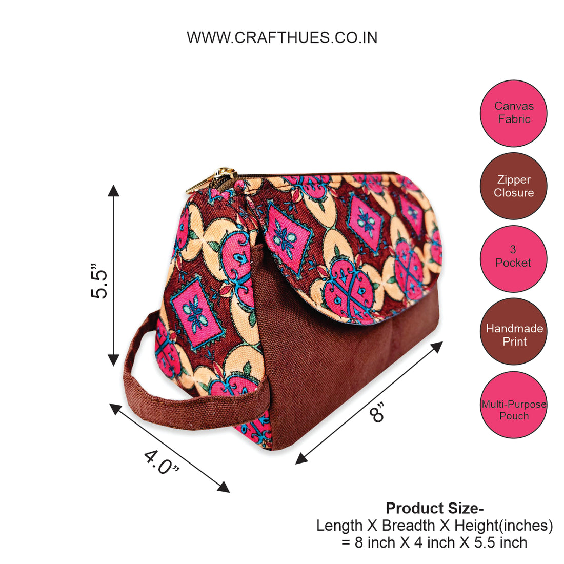 Multi-purpose Organizer- Maroon-Beige Tile