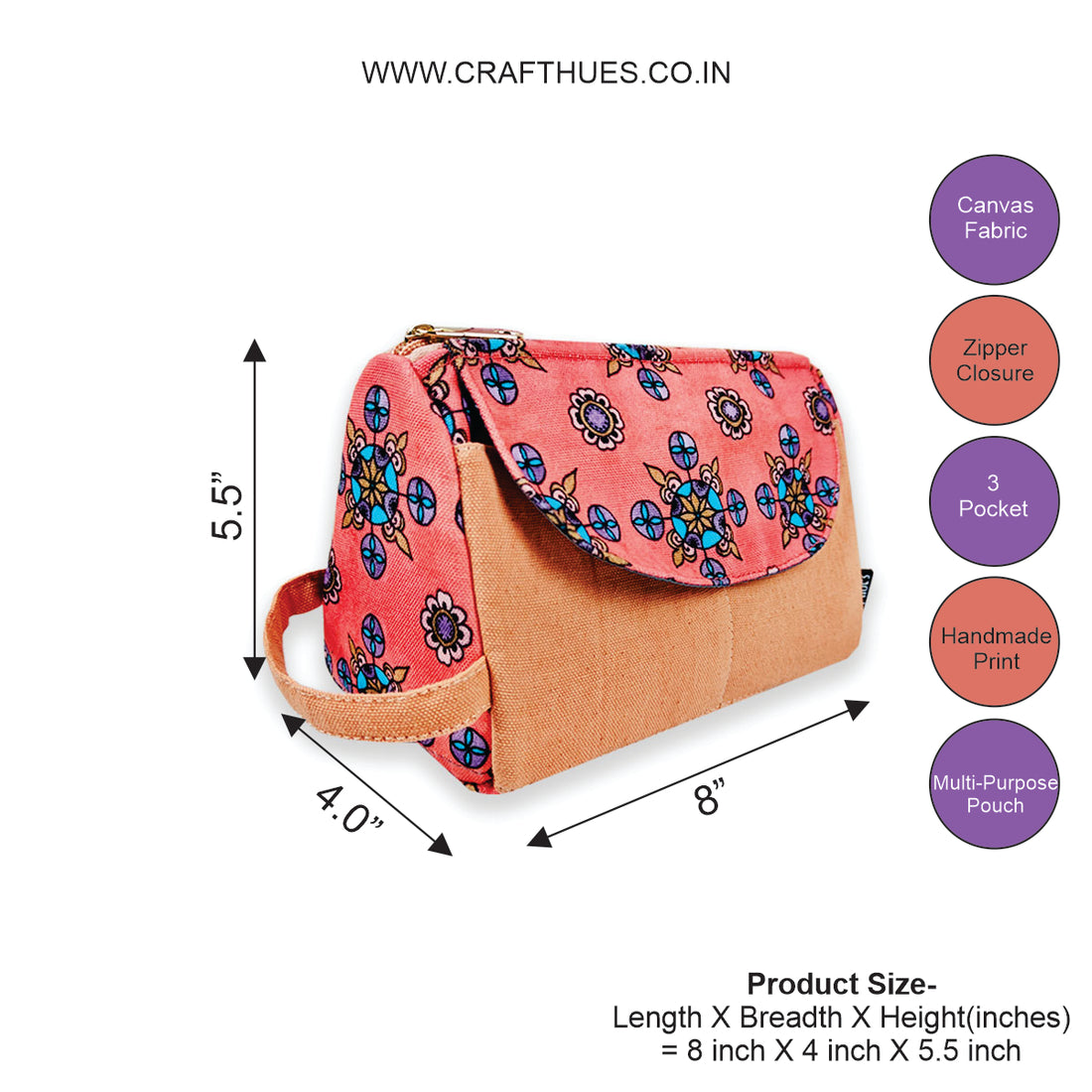 Multi-purpose Organizer- Peach-Purple Tile