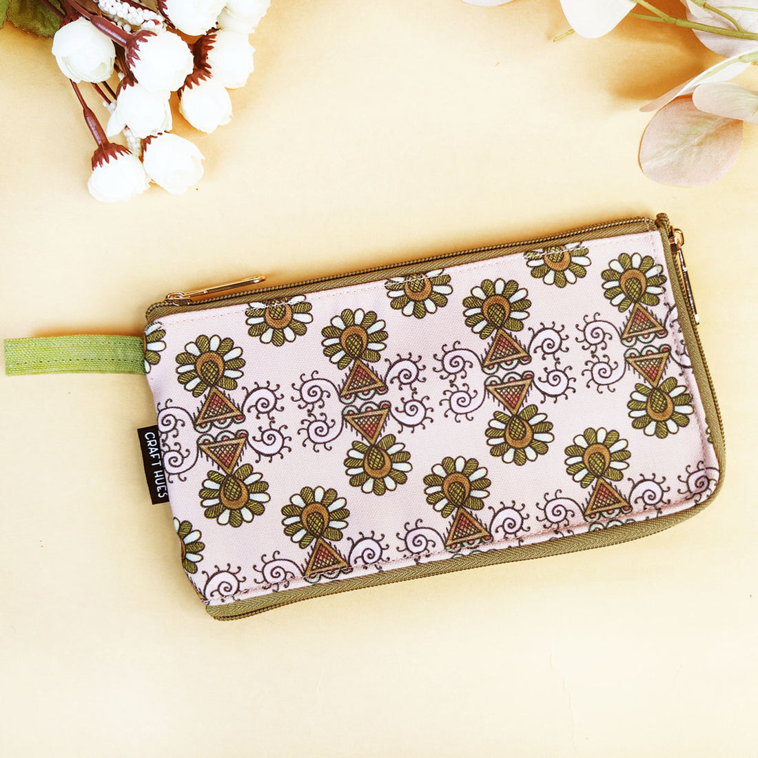 Olive Green Godna Sling Wallet Combo