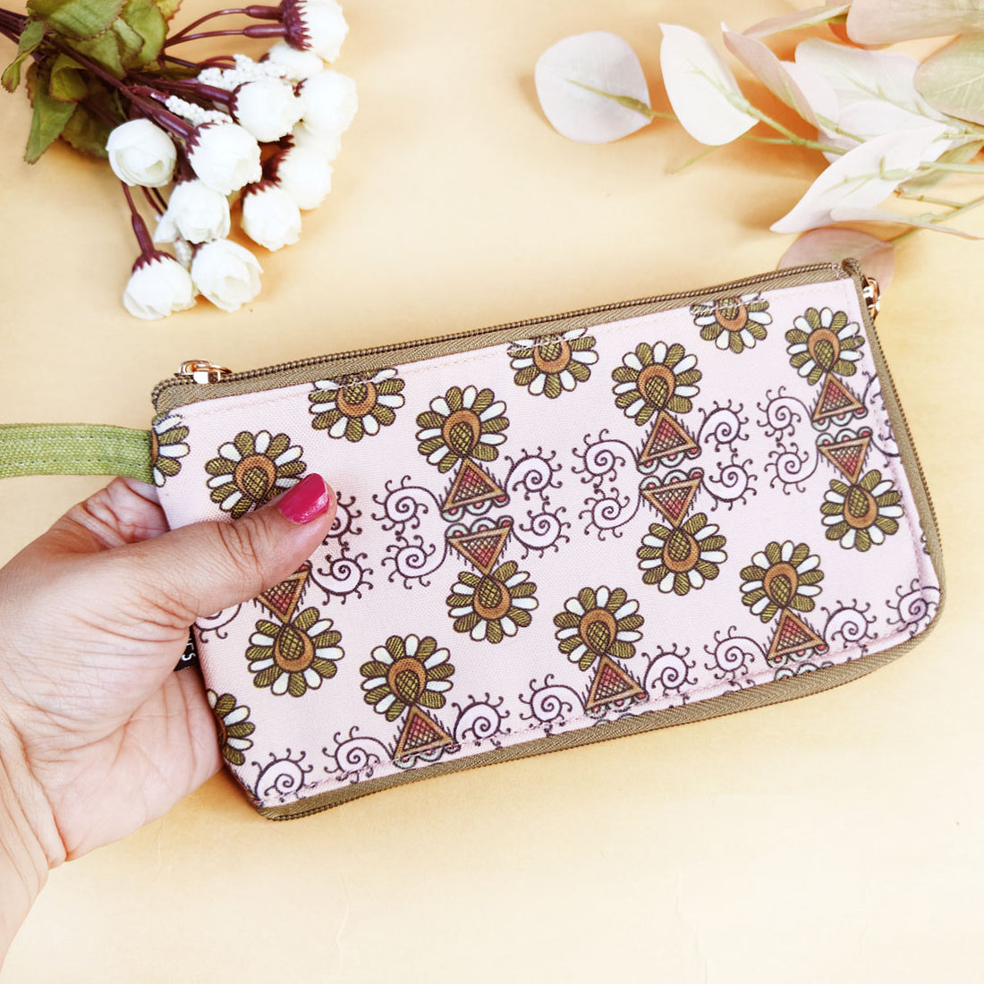 Olive Green Godna Sling Wallet Combo