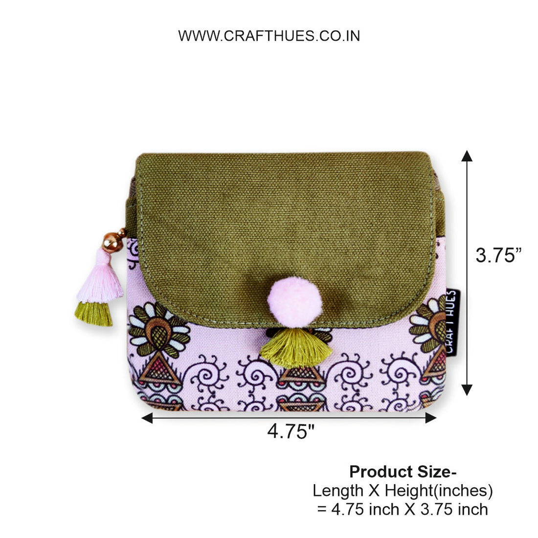Olive Green Godna Sling, Dual zip & Mini Wallet Combo