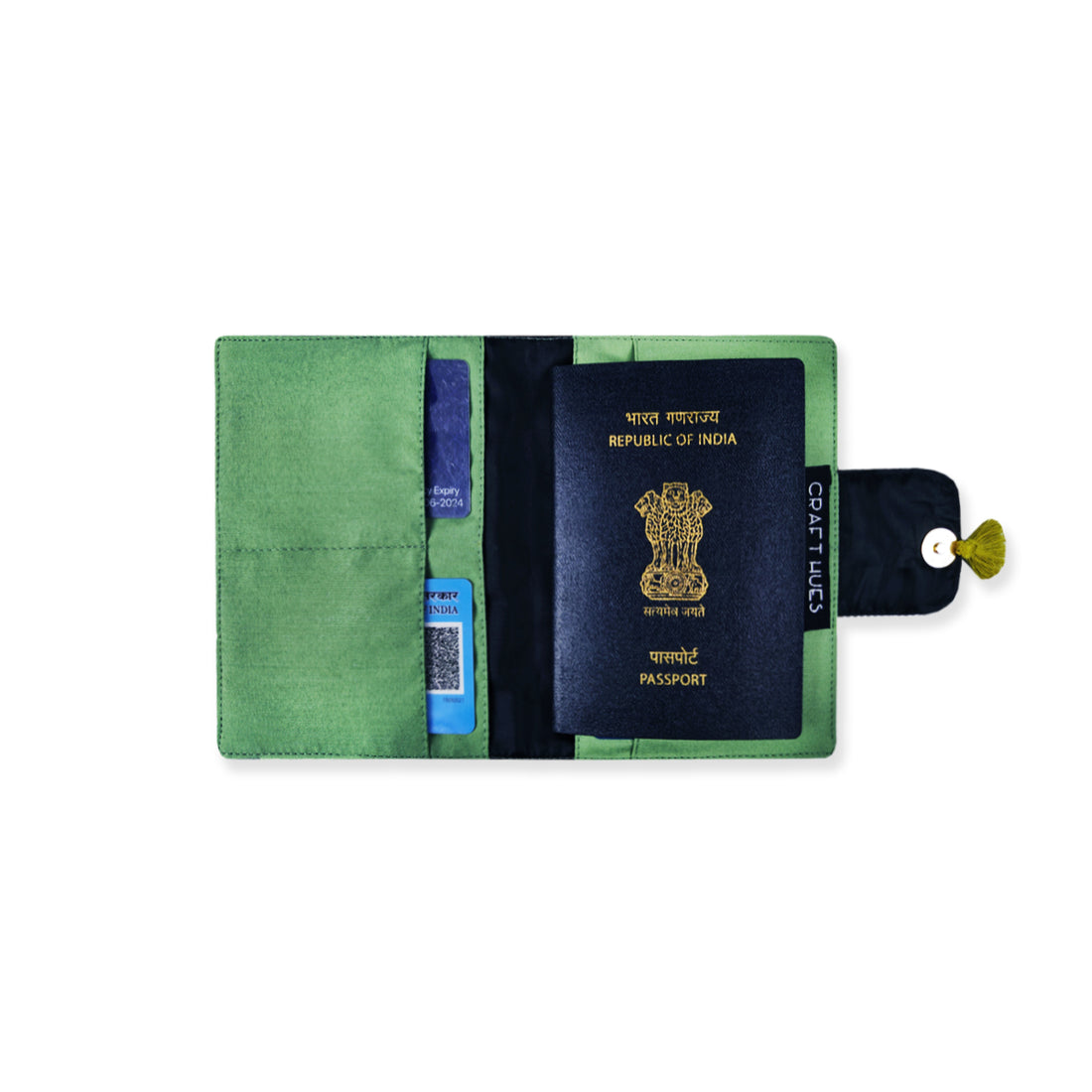 Passport Case- Green Yellow Flowers