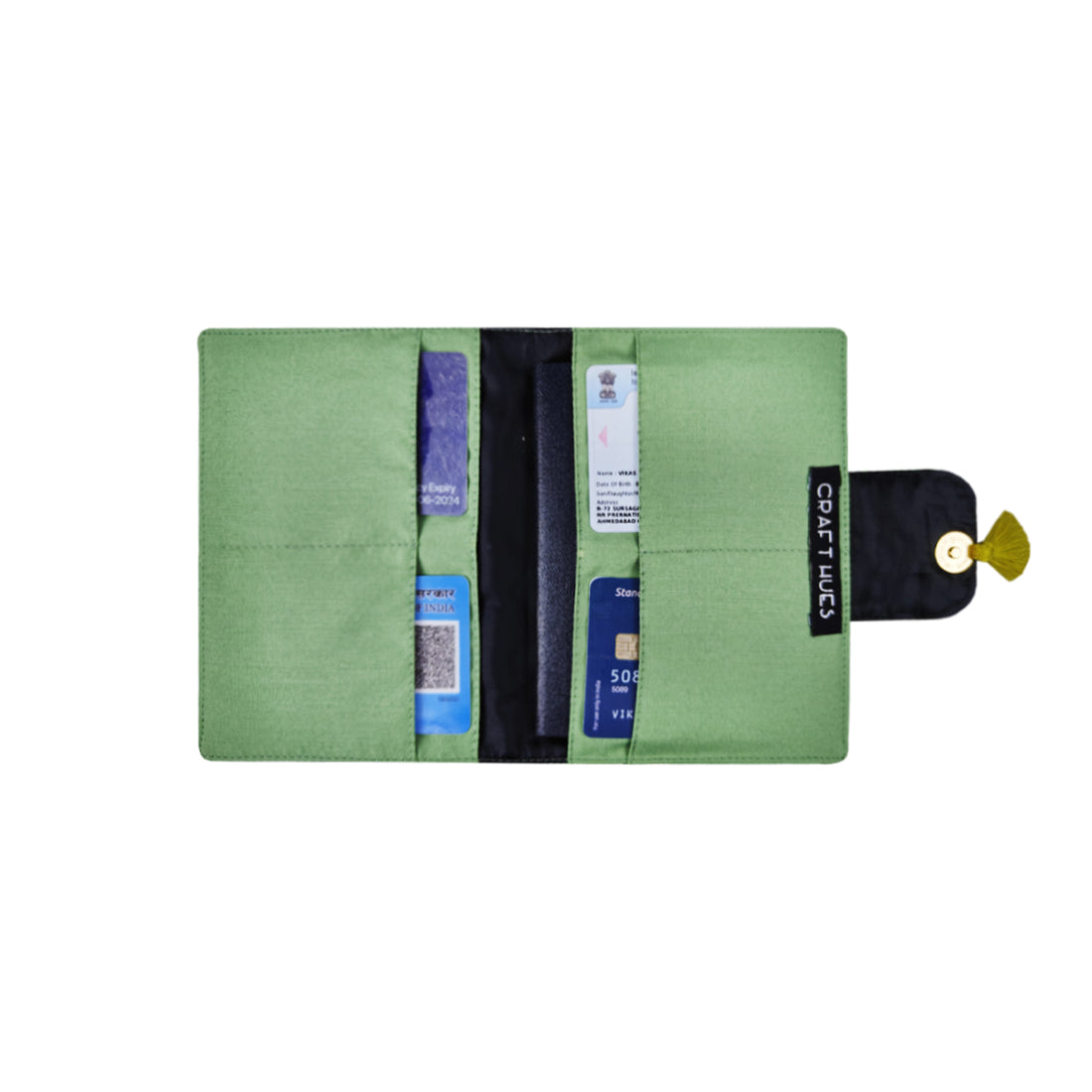 Passport Case- Green Yellow Flowers