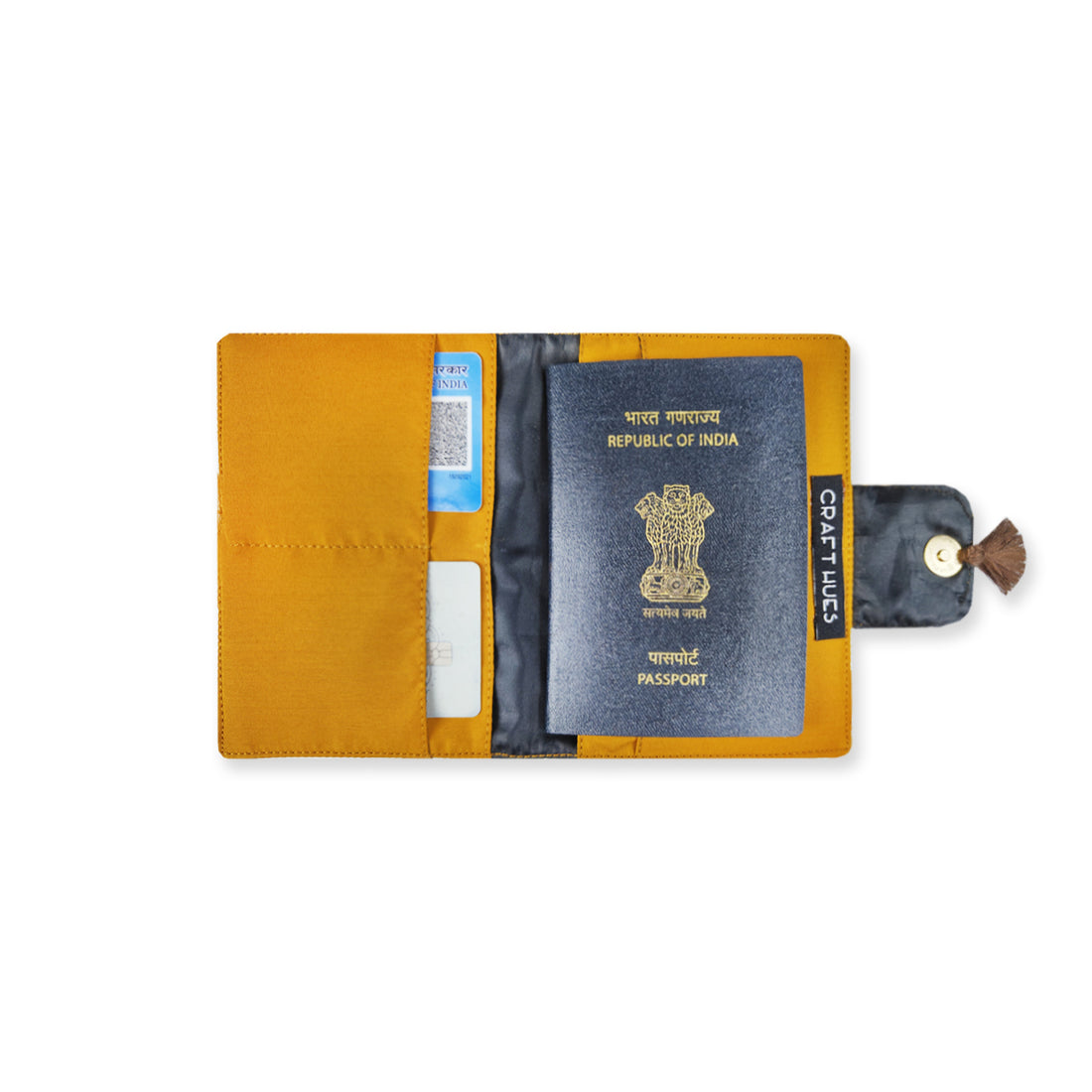 Passport Case- Mustard Kalamkari