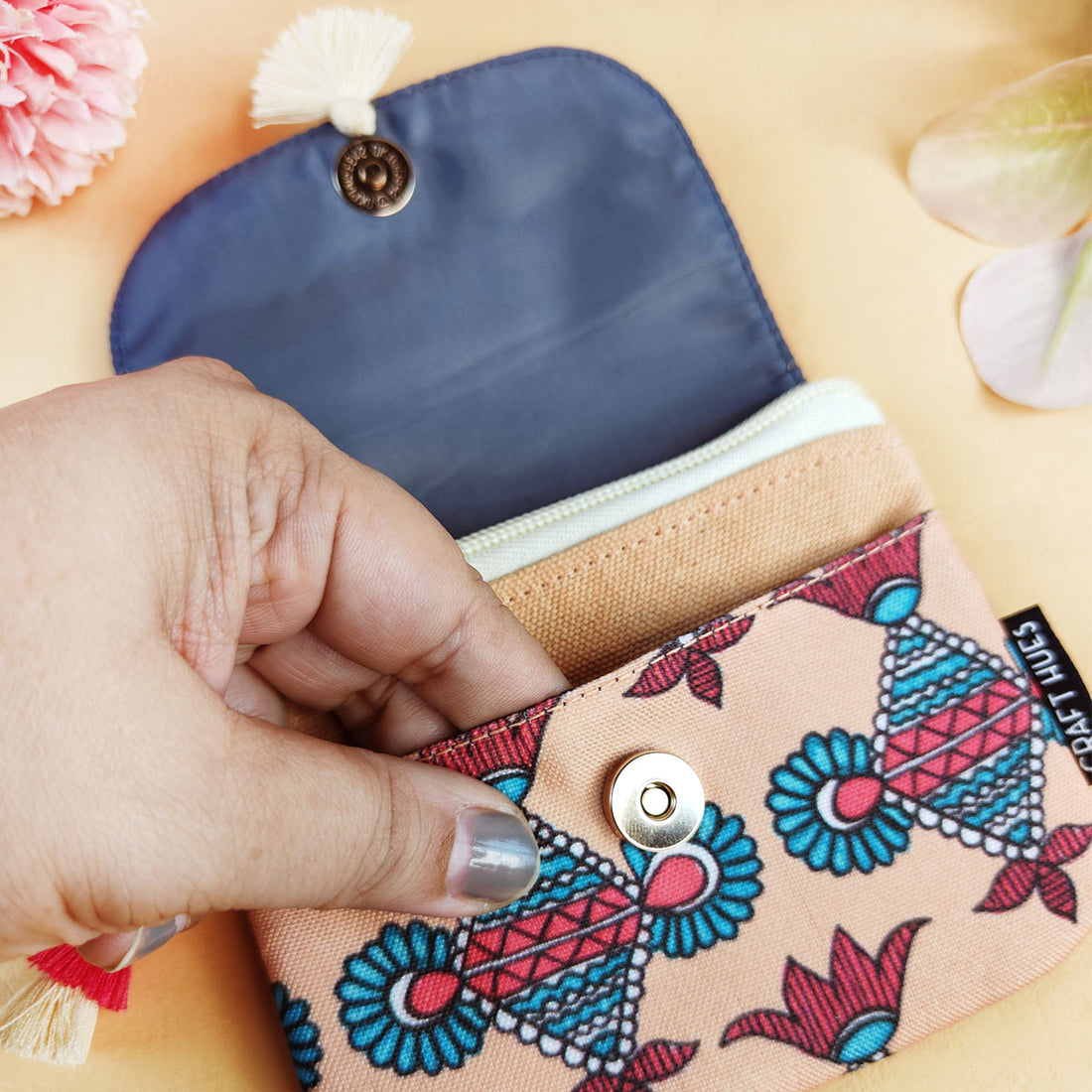 Green-Peach Godna Art Mini Wallet Combo