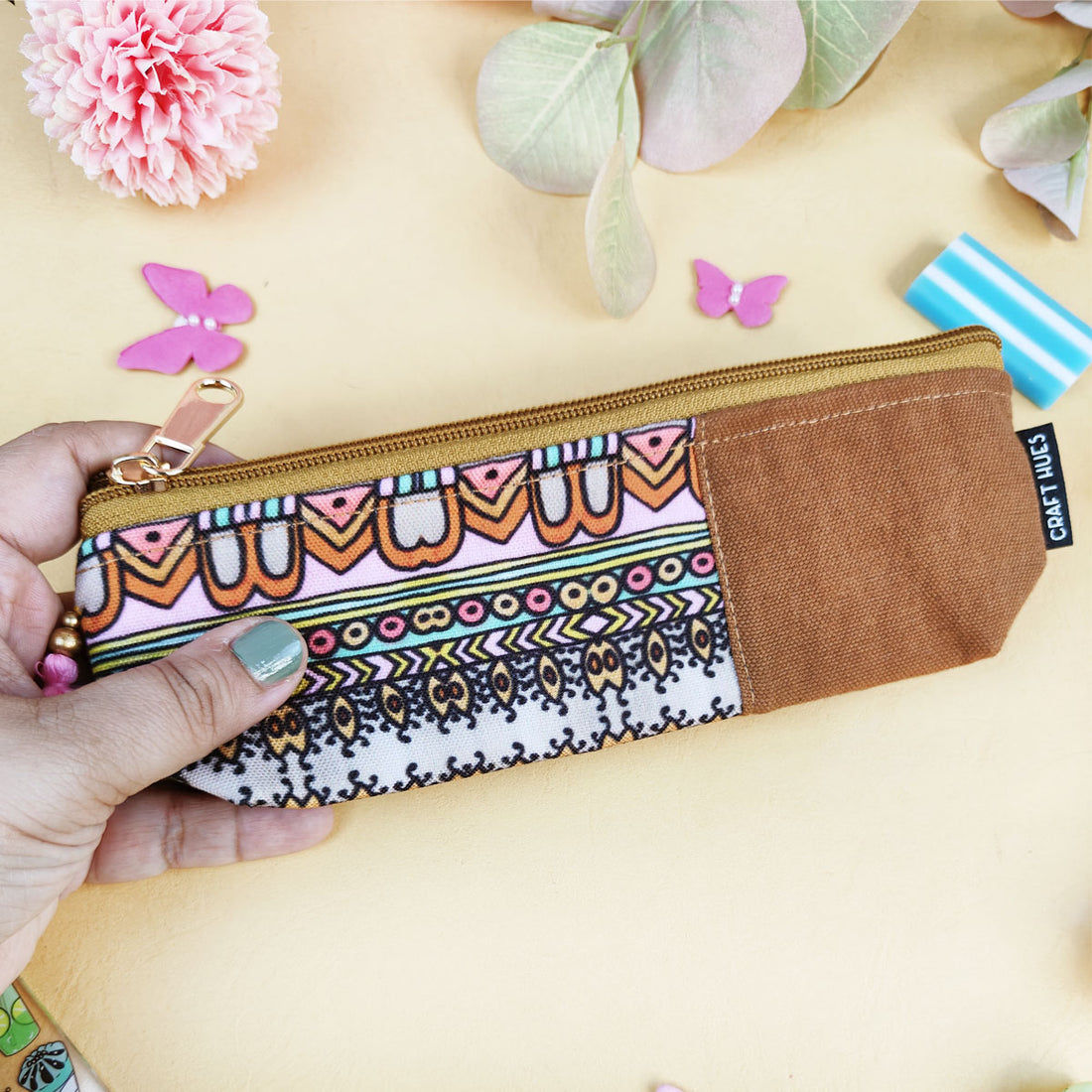 Pink-Grey-Mustard Pen Pouch Combo