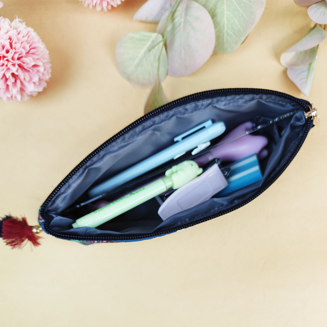 Blue-Pink-Mustard Pen Pouch Combo