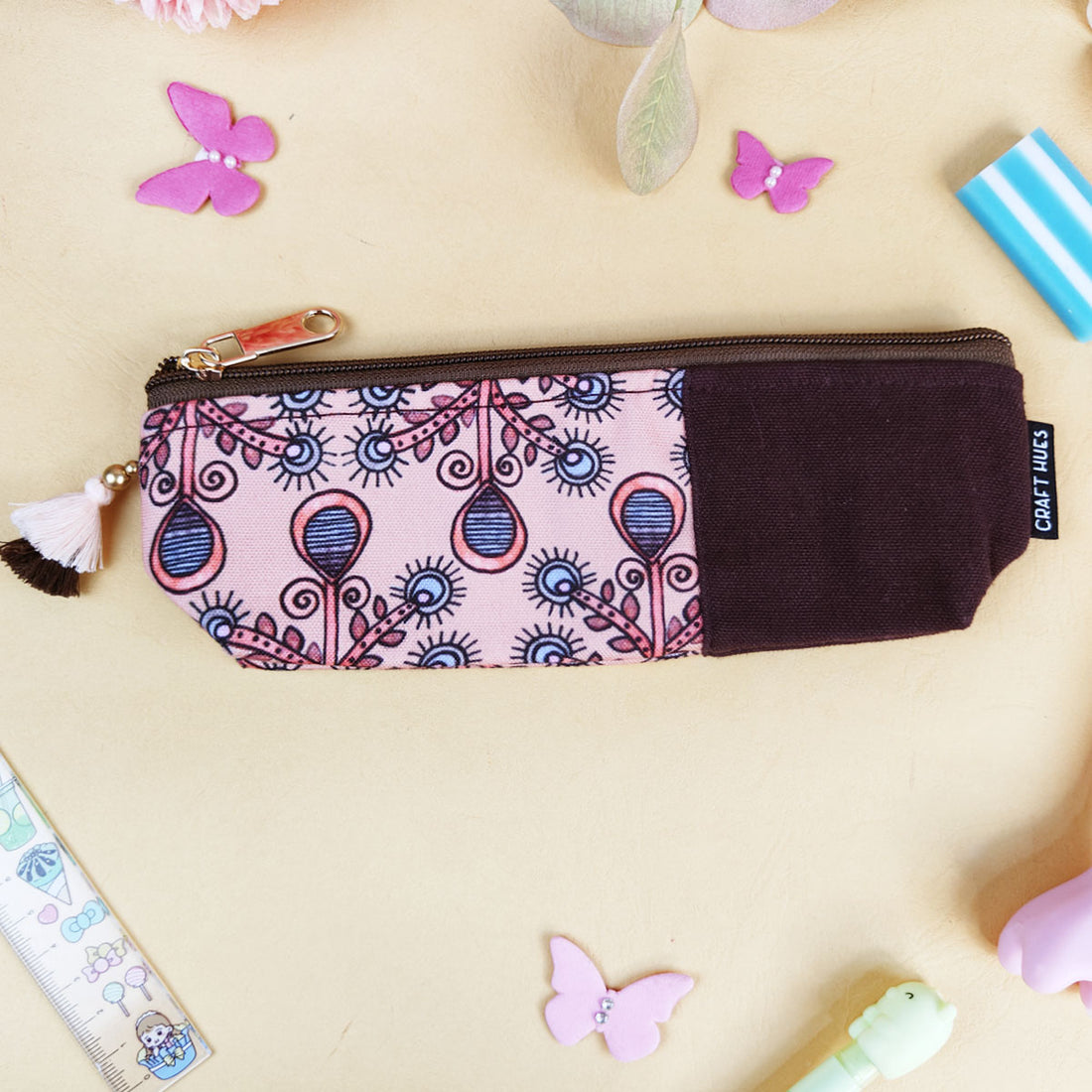 Maroon-Blue-Brown Pen Pouch Combo