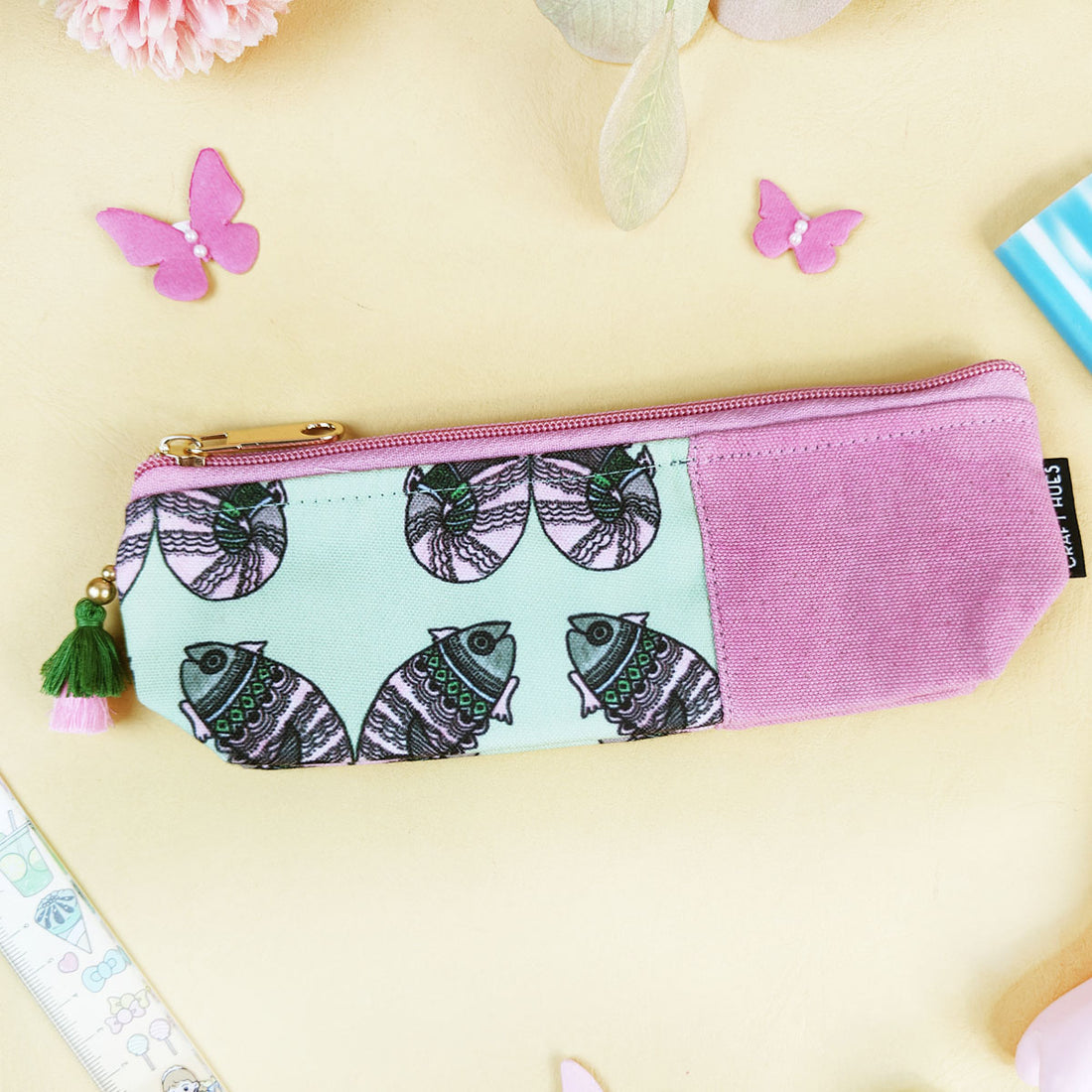 Pink-Blue-Olive Pen Pouch Combo
