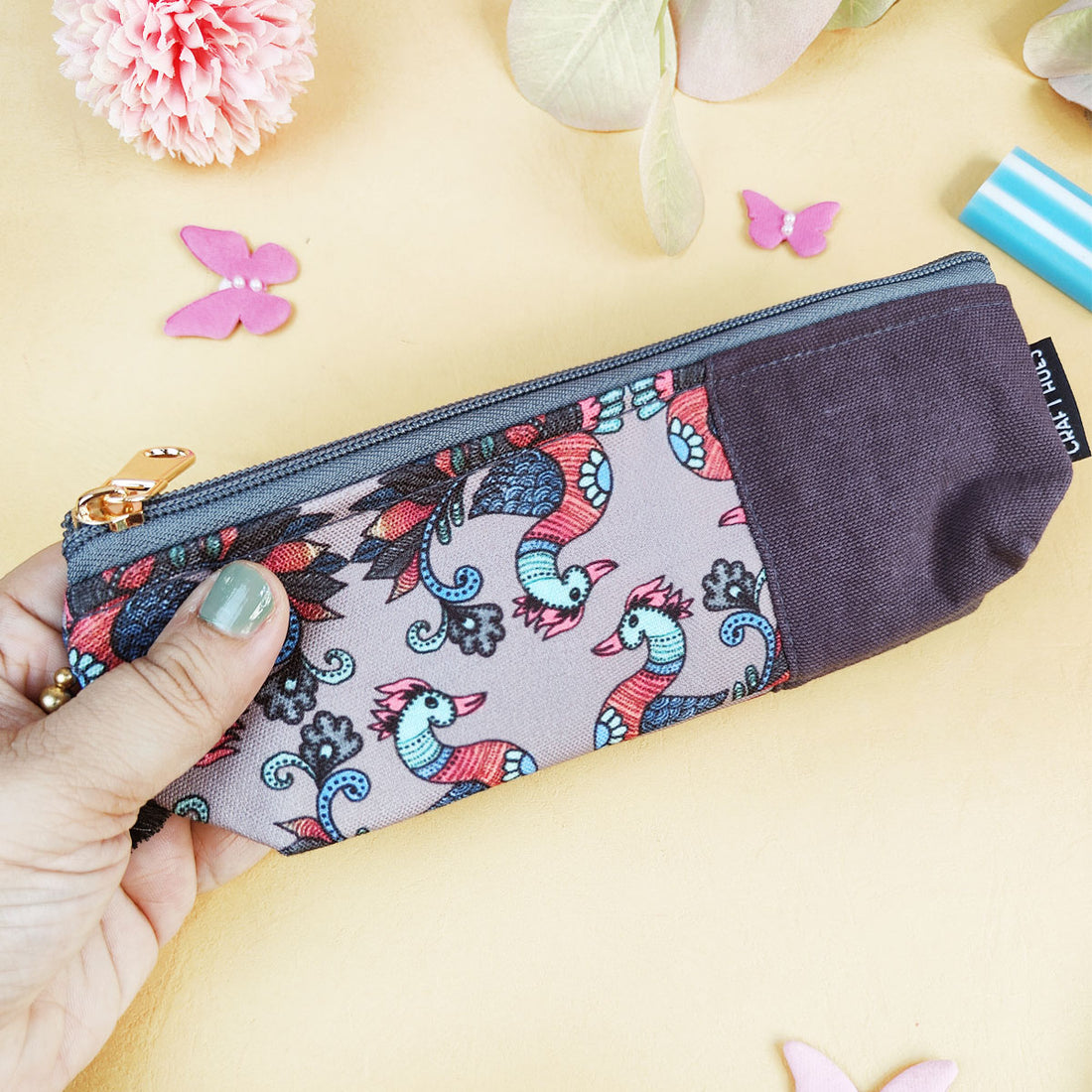 Pink-Grey-Mustard Pen Pouch Combo
