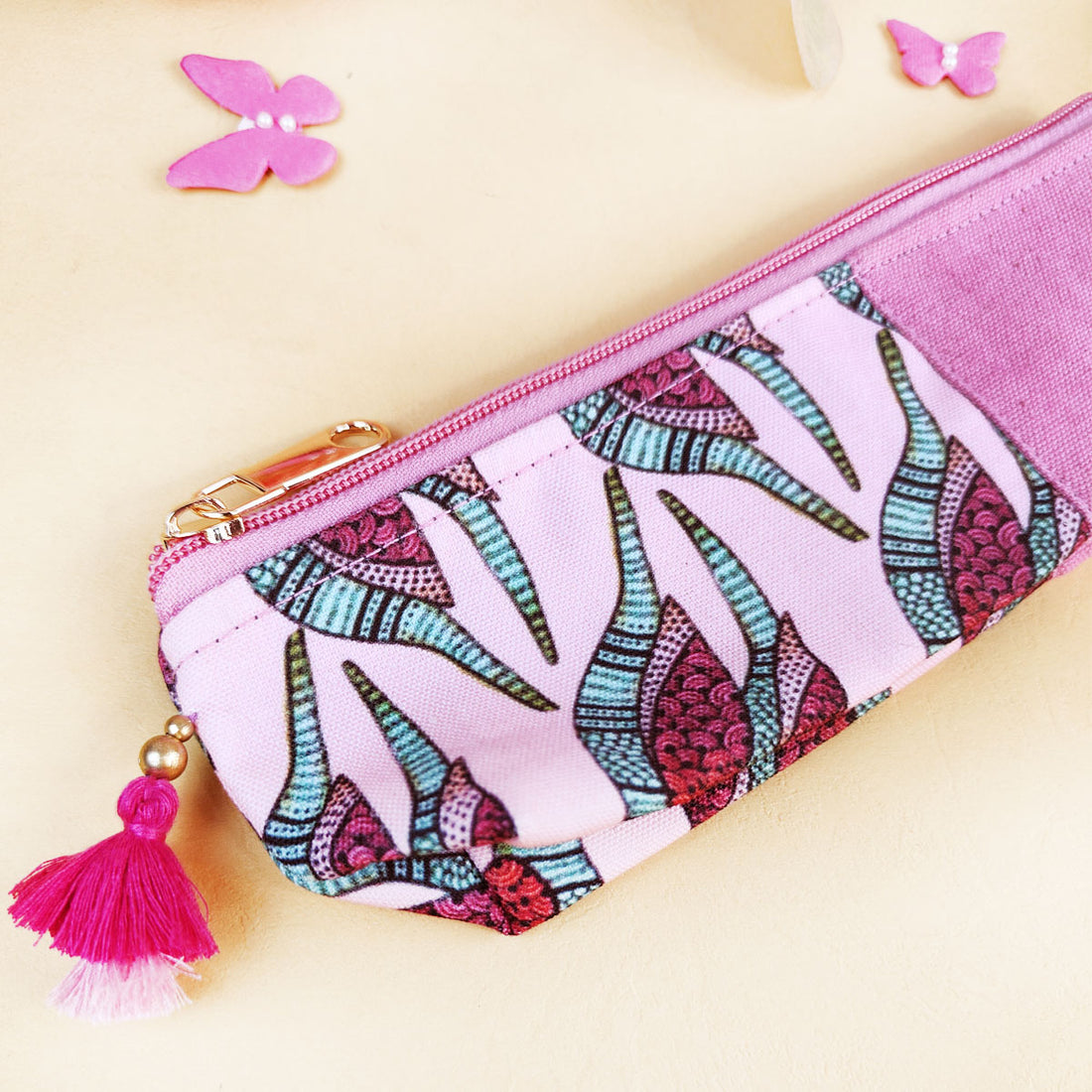Pink-Grey-Mustard Pen Pouch Combo