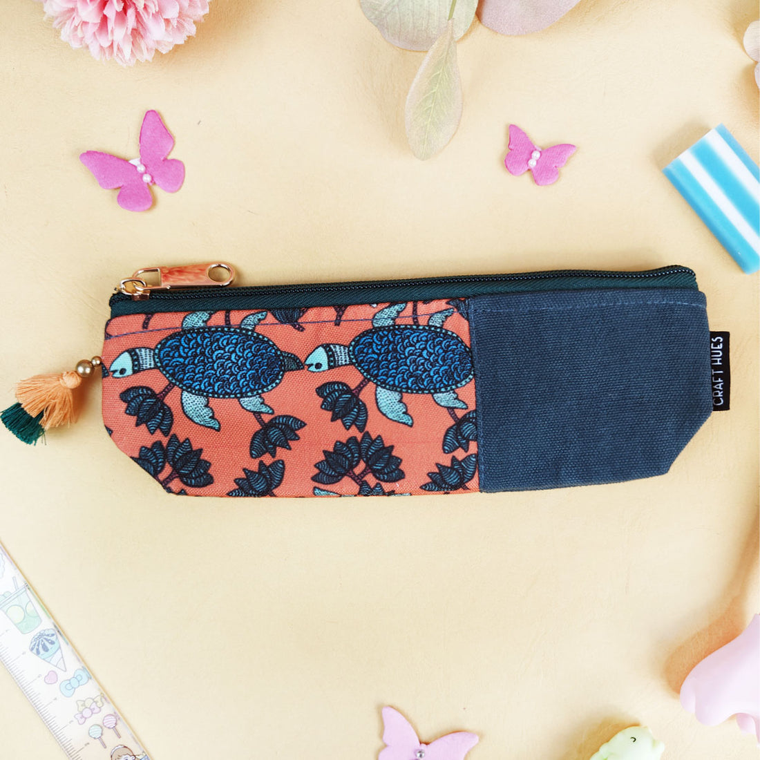 Blue-Orange-Green Pen Pouch Combo