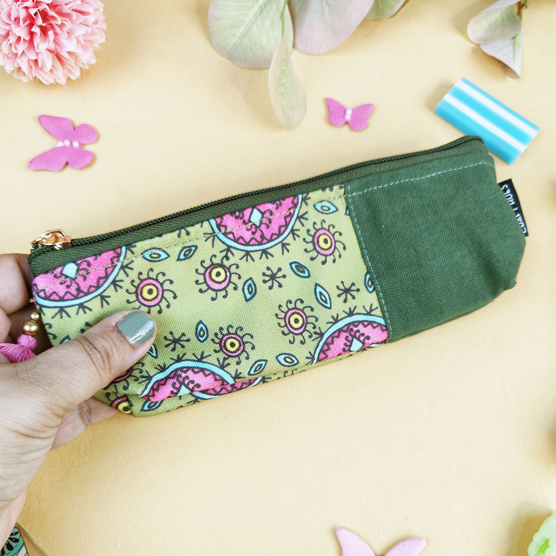 Green-Peach-Maroon Pen Pouch Combo