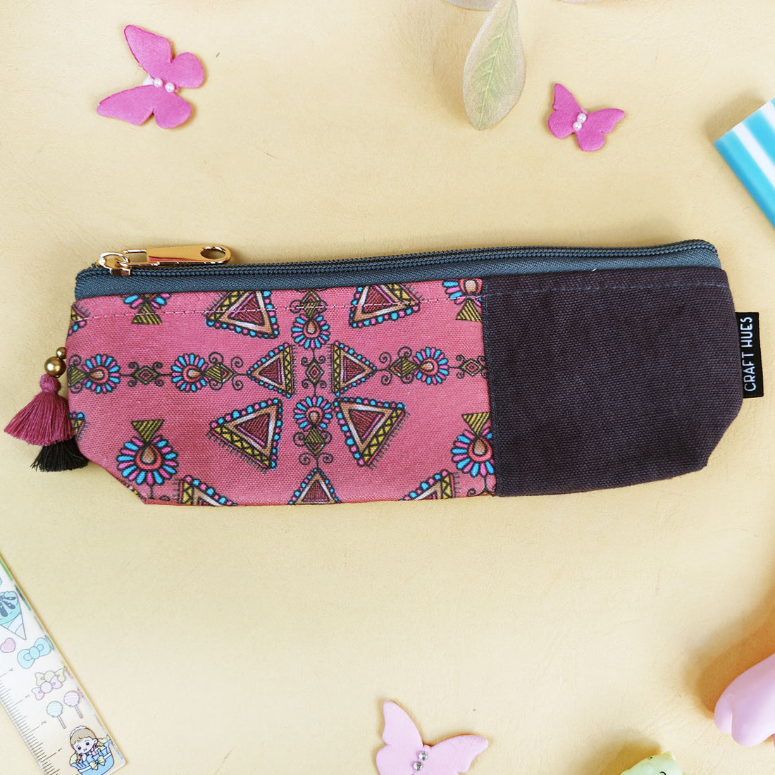Green-Peach-Maroon Pen Pouch Combo