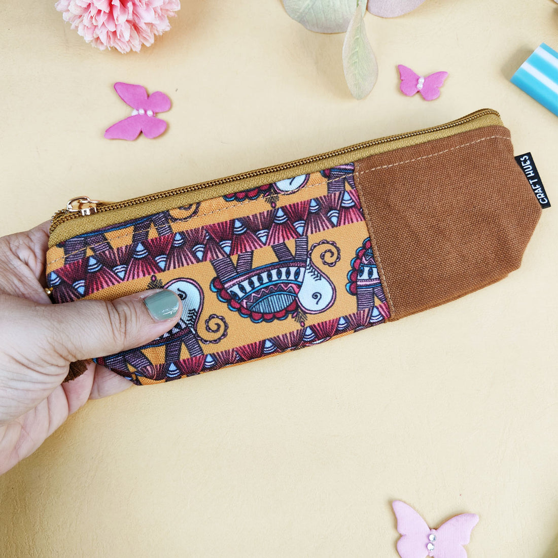 Mustard-Brown-Mustard Pen Pouch Combo