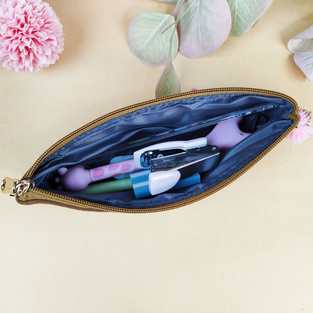 Mustard-Brown-Mustard Pen Pouch Combo