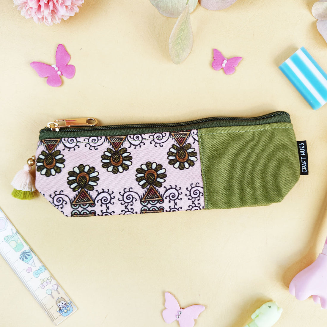 Peach-Olive-Orange Pen Pouch Combo