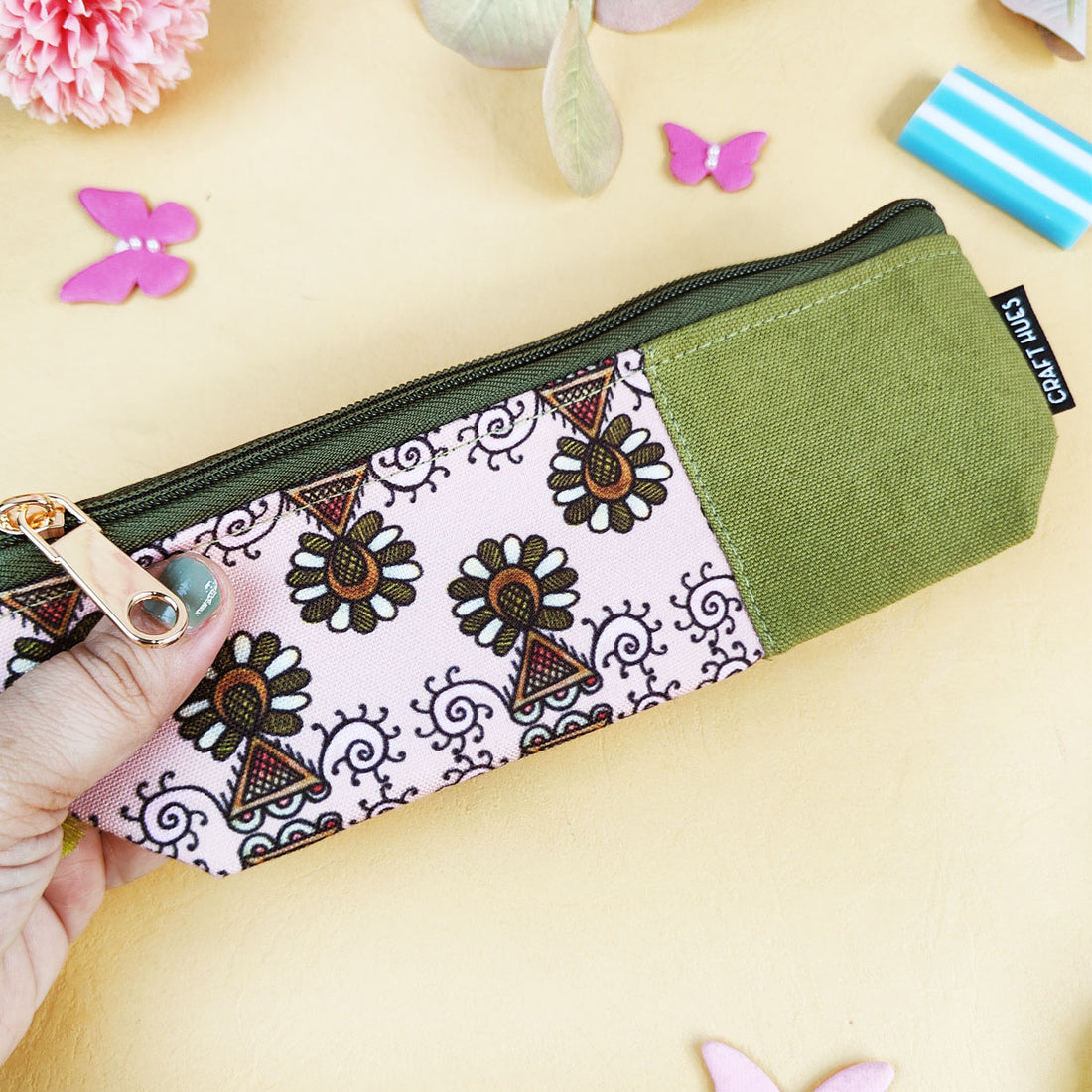 Peach-Olive-Orange Pen Pouch Combo