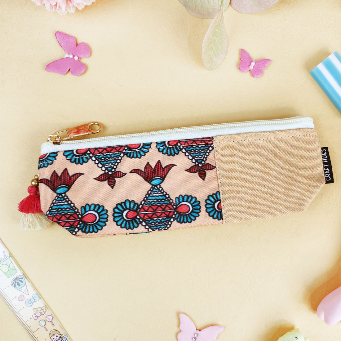 Green-Peach-Maroon Pen Pouch Combo