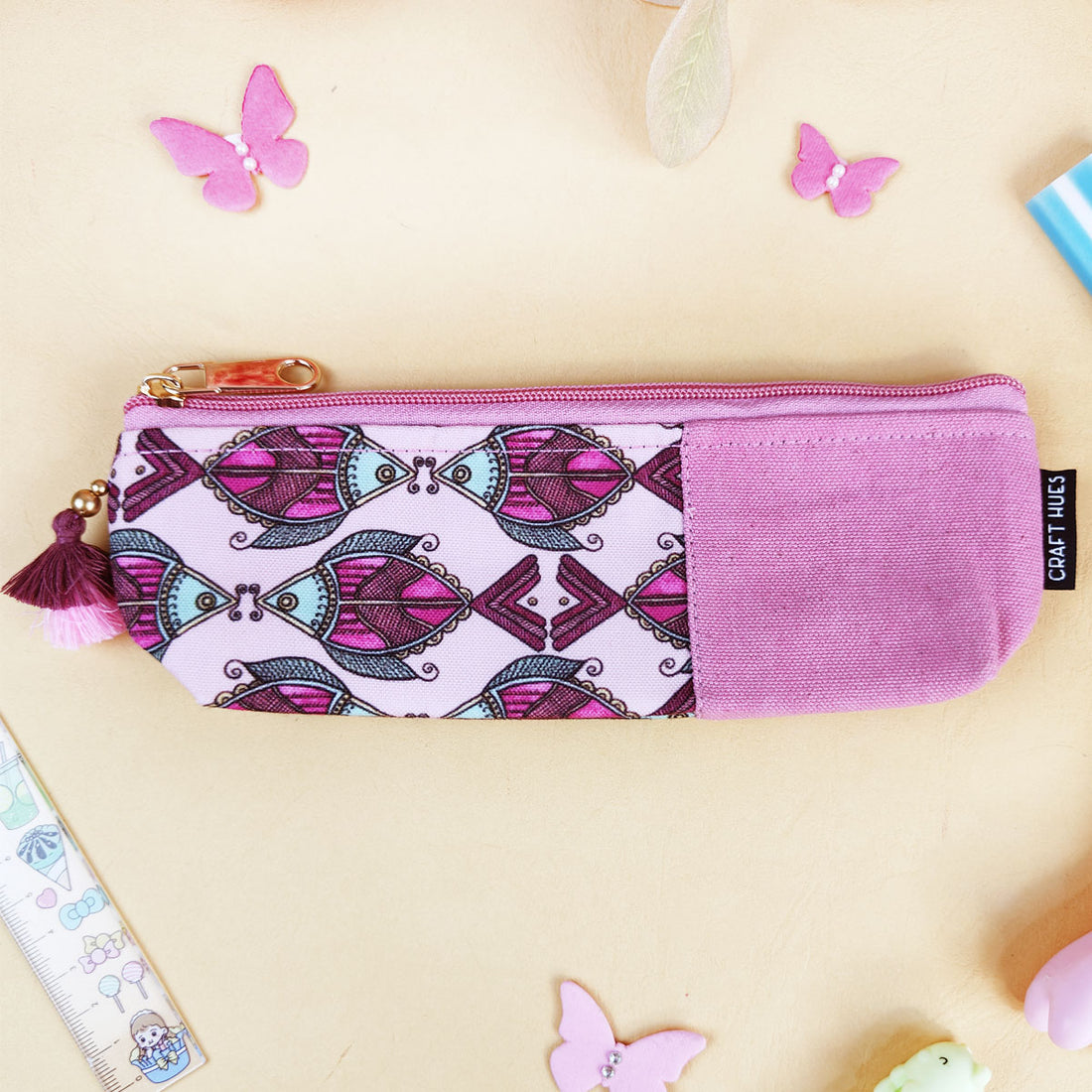 Blue-Pink-Mustard Pen Pouch Combo