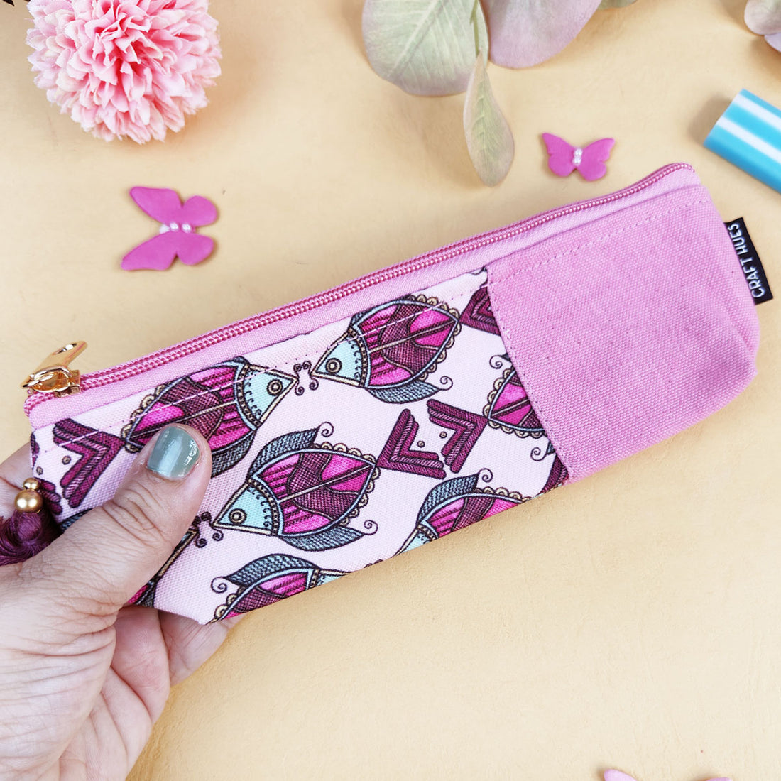 Blue-Pink-Mustard Pen Pouch Combo