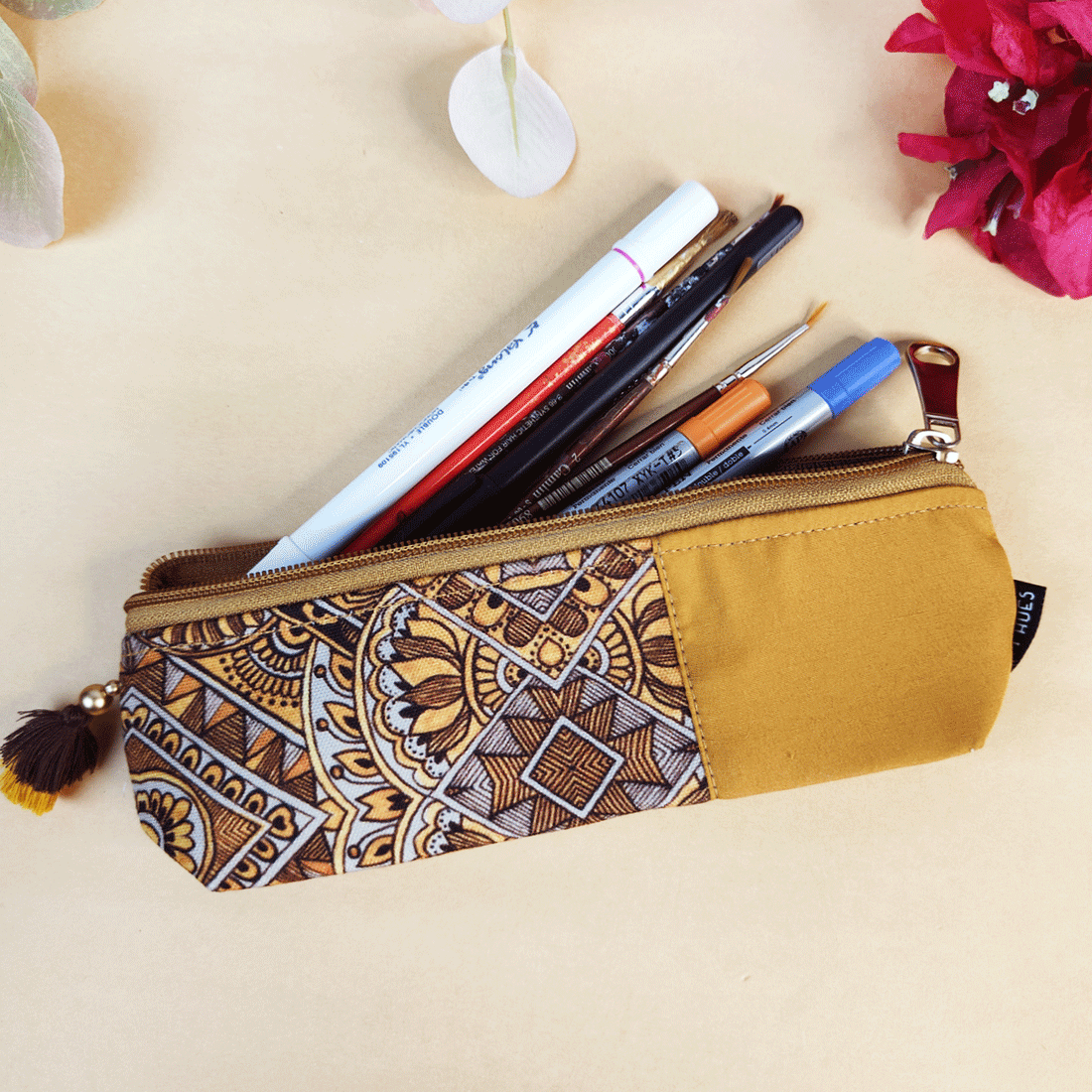 Mustard-Orange-Brown Pencil Pouch Combo