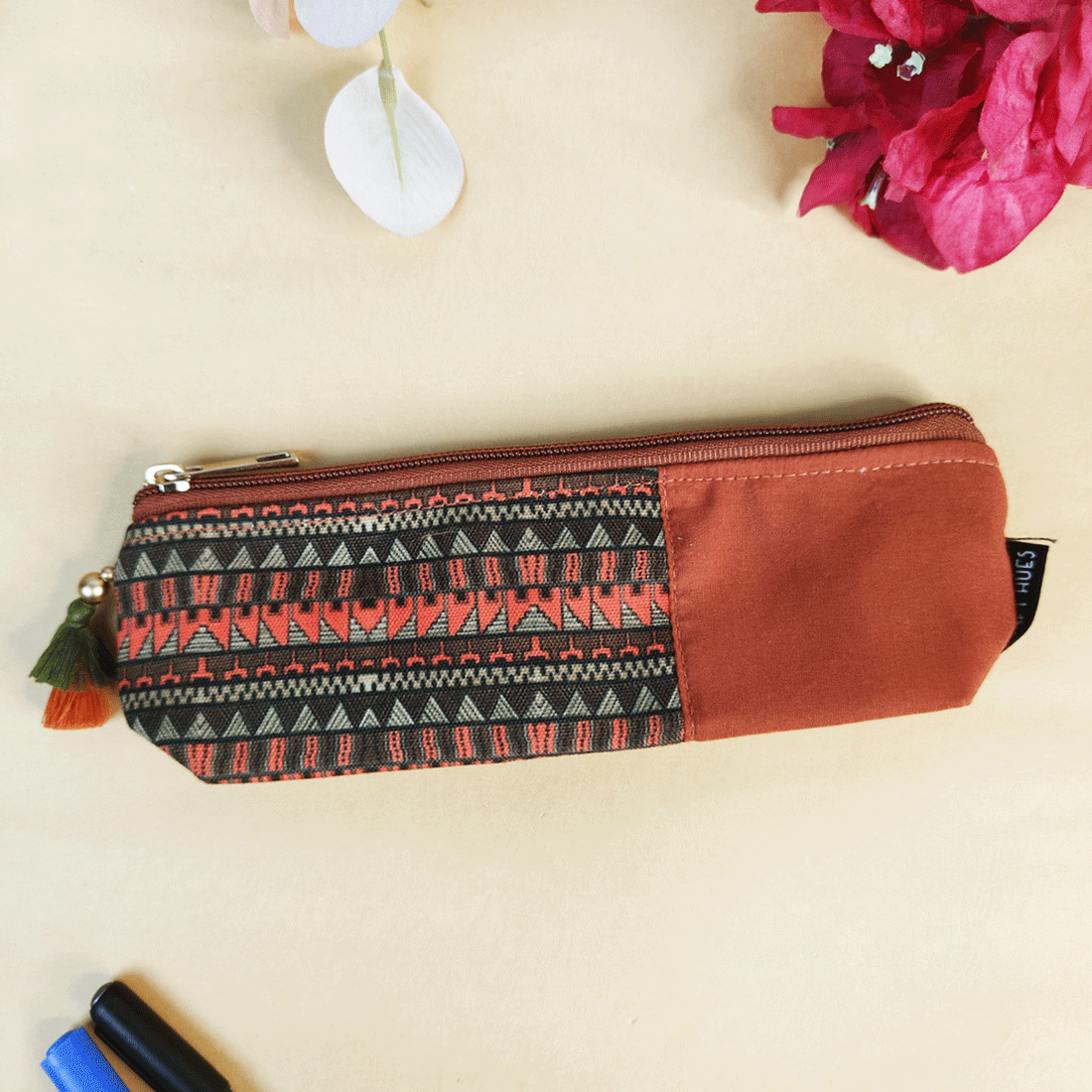 Mustard-Orange-Brown Pencil Pouch Combo